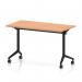 Impulse Plus Flip Top 1200 x 600mm Slimline Rectangular Table With Black Foot Oak Top I006617