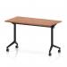 Impulse Plus Flip Top 1200 x 600mm Slimline Rectangular Table With Black Foot Walnut Top I006618