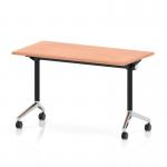 Impulse Plus Flip Top 1200 x 600mm Slimline Rectangular Table With Chrome Foot Beech Top I006620