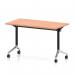 Impulse Plus Flip Top 1200 x 600mm Slimline Rectangular Table With Chrome Foot Beech Top I006620