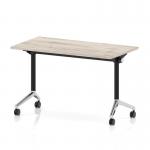 Impulse Plus Flip Top 1200 x 600mm Slimline Rectangular Table With Chrome Foot Grey Oak Top I006621