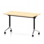 Impulse Plus Flip Top 1200 x 600mm Slimline Rectangular Table With Chrome Foot Maple Top I006622