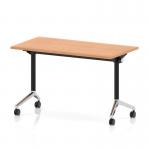 Impulse Plus Flip Top 1200 x 600mm Slimline Rectangular Table With Chrome Foot Oak Top I006623