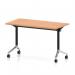 Impulse Plus Flip Top 1200 x 600mm Slimline Rectangular Table With Chrome Foot Oak Top I006623