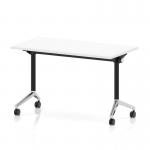 Impulse Plus Flip Top 1200 x 600mm Slimline Rectangular Table With Chrome Foot White Top I006625