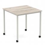 Impulse 800mm Straight Table Grey Oak Top Silver Box Frame Leg with Castors I006627
