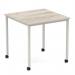 Impulse 800mm Straight Table Grey Oak Top Silver Box Frame Leg with Castors I006627