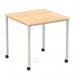 Impulse 800mm Straight Table Maple Top Silver Box Frame Leg with Castors I006628