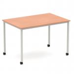 Impulse 1200mm Straight Table Beech Top Silver Box Frame Leg with Castors I006632