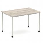 Impulse 1200mm Straight Table Grey Oak Top Silver Box Frame Leg with Castors I006633