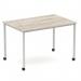Impulse 1200mm Straight Table Grey Oak Top Silver Box Frame Leg with Castors I006633