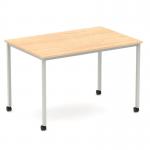 Impulse 1200mm Straight Table Maple Top Silver Box Frame Leg with Castors I006634