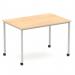 Impulse 1200mm Straight Table Maple Top Silver Box Frame Leg with Castors I006634
