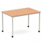 Impulse 1200mm Straight Table Oak Top Silver Box Frame Leg with Castors I006635