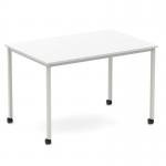 Impulse 1200mm Straight Table White Top Silver Box Frame Leg with Castors I006636