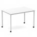 Impulse 1200mm Straight Table White Top Silver Box Frame Leg with Castors I006636