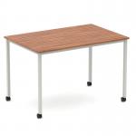 Impulse 1200mm Straight Table Walnut Top Silver Box Frame Leg with Castors I006637