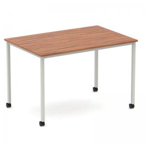 Impulse 1200mm Straight Table Walnut Top Silver Box Frame Leg with