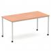 Impulse 1600mm Straight Table Beech Top Silver Box Frame Leg with Castors I006638