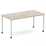 Impulse 1600mm Straight Table Grey Oak Top Silver Box Frame Leg with Castors I006639