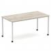 Impulse 1600mm Straight Table Grey Oak Top Silver Box Frame Leg with Castors I006639
