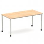 Impulse 1600mm Straight Table Maple Top Silver Box Frame Leg with Castors I006640