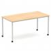 Impulse 1600mm Straight Table Maple Top Silver Box Frame Leg with Castors I006640