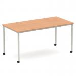 Impulse 1600mm Straight Table Oak Top Silver Box Frame Leg with Castors I006641