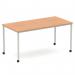 Impulse 1600mm Straight Table Oak Top Silver Box Frame Leg with Castors I006641