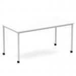Impulse 1600mm Straight Table White Top Silver Box Frame Leg with Castors I006642