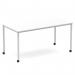 Impulse 1600mm Straight Table White Top Silver Box Frame Leg with Castors I006642