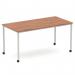 Impulse 1600mm Straight Table Walnut Top Silver Box Frame Leg with Castors I006643