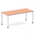 Impulse 1800mm Straight Table Beech Top Silver Box Frame Leg with Castors I006644
