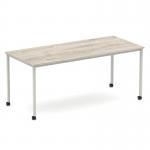 Impulse 1800mm Straight Table Grey Oak Top Silver Box Frame Leg with Castors I006645