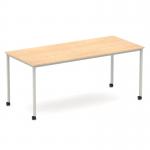 Impulse 1800mm Straight Table Maple Top Silver Box Frame Leg with Castors I006646