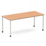 Impulse 1800mm Straight Table Oak Top Silver Box Frame Leg with Castors I006647