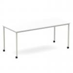Impulse 1800mm Straight Table White Top Silver Box Frame Leg with Castors I006648