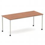 Impulse 1800mm Straight Table Walnut Top Silver Box Frame Leg with Castors I006649