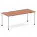 Impulse 1800mm Straight Table Walnut Top Silver Box Frame Leg with Castors I006649