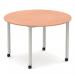Impulse 1200mm Round Table Beech Top Silver Box Frame Leg with Castors I006650