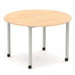Impulse 1200mm Round Table Maple Top Silver Box Frame Leg with Castors I006652
