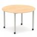 Impulse 1200mm Round Table Maple Top Silver Box Frame Leg with Castors I006652