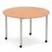 Impulse 1200mm Round Table Oak Top Silver Box Frame Leg with Castors I006653