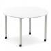 Impulse 1200mm Round Table White Top Silver Box Frame Leg with Castors I006654