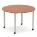 Impulse 1200mm Round Table Walnut Top Silver Box Frame Leg with Castors I006655