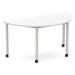 Impulse 1600mm Semi-Circle Table White Top Silver Box Frame Leg with Castors I006660