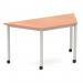 Impulse 1600mm Trapezium Beech Top Silver Box Frame Leg with Castors I006662