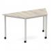 Impulse 1600mm Trapezium Grey Oak Top Silver Box Frame Leg with Castors I006663