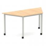 Impulse 1600mm Trapezium Maple Top Silver Box Frame Leg with Castors I006664