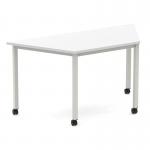 Impulse 1600mm Trapezium White Top Silver Box Frame Leg with Castors I006666